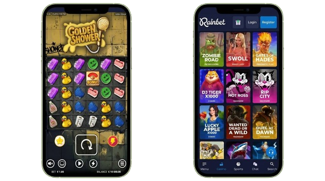 Funktionalität der mobilen Rainbet